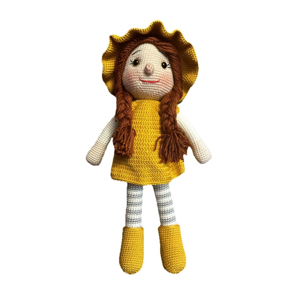 HANDMADE BLUE DRESS GIRL CROCHET  PLUSH SOFT TOY AMIGURUMI BLUE COLOR  18" SIZE